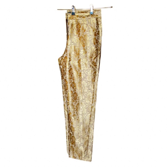 Size 12 SHEIKE. GOLDEN FORAL BROCADE TROUSERS. Luxury Fabric - Picture 5 of 7